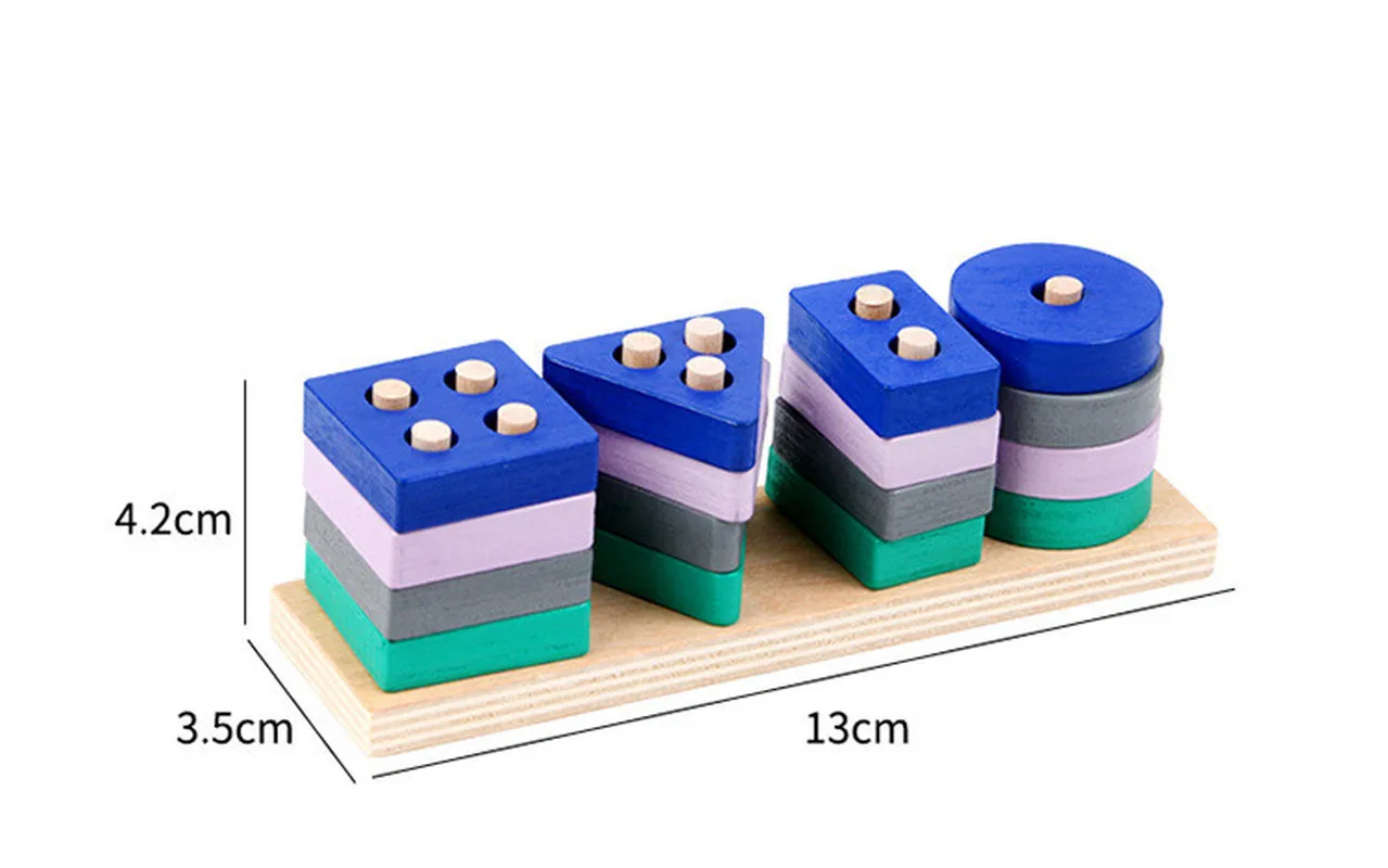

Montessori Toy Wooden Building Blocks Early Learning Educational Toys Color Shape Match Kids Puzzle Toys For Children Boys Girls
