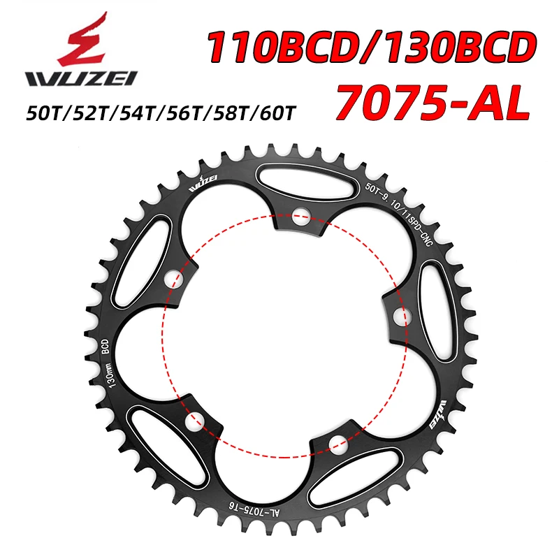 WUZEI Road bike Round Narrow Wide Sprockets 110/130 BCD 50/52/54/56/58/60T Chainwheel folding bicycle crankset Tooth plate Parts