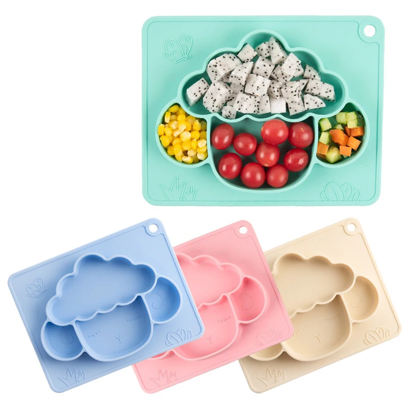 

Food Grade Silicone Cartoon Sheep Baby Dishes Meal Plate Meal Mat Integrated Design Creative Grid Bowl Infant Children Dishes
