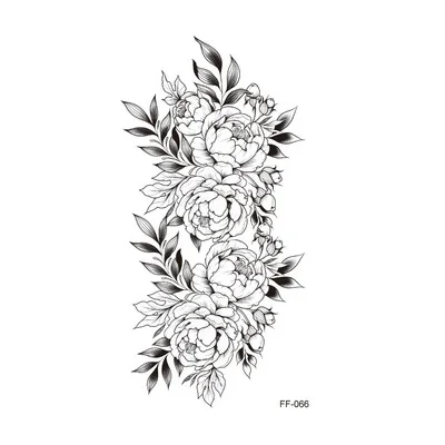 

1 Pcs Waterproof Temporary Tattoo Sticker Big Large Female Waist Art Dark Rose Fake Tattoo Painting Chest Plain Black Flowers