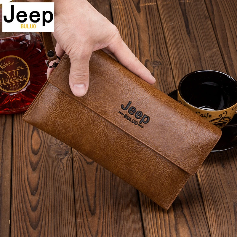 jeep buluo new men wallets long style high quality card holder male purse zipper large capacity brand pu leather clutch bags free global shipping