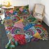 BlessLiving Mandala Thin Comforter Set Pink Boho Quilted Bedding Set Flowers Patchwork Bedspread Colorful Summer Duvet 3-Piece 1