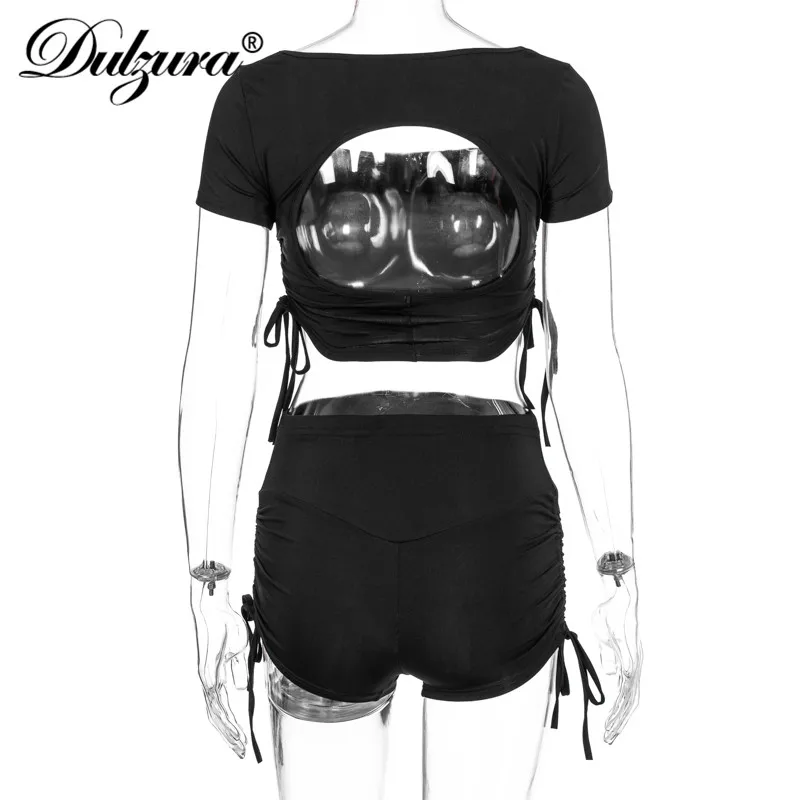Dulzura Женский комплект из двух предметов бандажный короткий топ с рюшами и