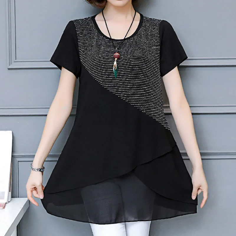 Женские топы блузки 2020 размера плюс шифоновые рубашки женские с коротким