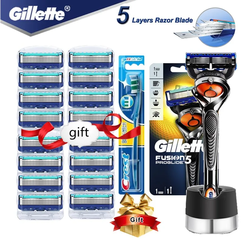 

Gillette Fusion Proglide Razors Blade for Men Machine for Shaving Blades 5 Layer Cassettes With Replacebale Blades with Base