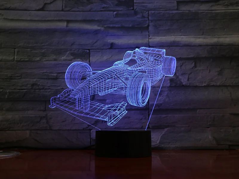 Formula 1 гоночный автомобиль 3D лампа многоцветная с пультом дистанционного управления для дня рождения подарочный аккумулятор питание 3D оптический светодиодный ночник лампа голограмма