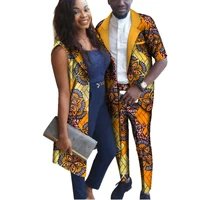 african couple clothing woman long vest and man suit set customizable print cotton couples matching clothing for lover wyq153