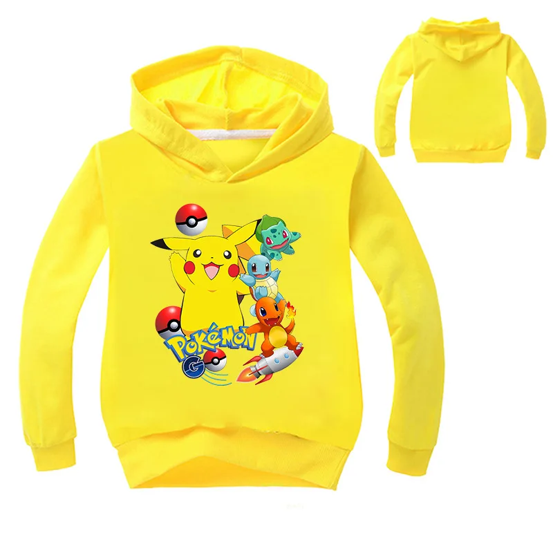 От 2 до 16 лет модные худи с Покемон Гоу для детей куртка Пикачу капюшоном