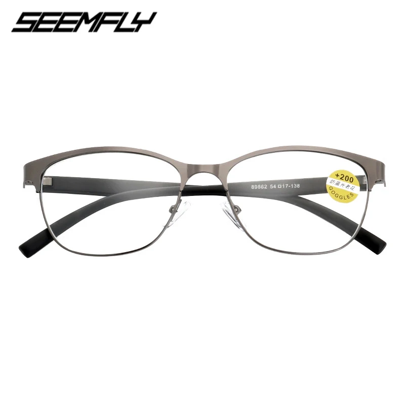 

Seemfly Винтаж Для женщин мужчин антибликовыми свойствами светильник, очки для чтения, металлические ободковая оправа прозрачные линзы пресби...