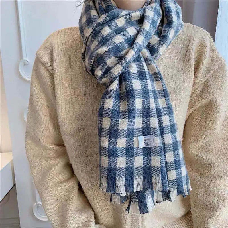 

New England Lattice Cashmere Scarf Autumn Winter Fashion Warm Shawls Scarves Wraps Neckerchief Bandana Skin-Friendly Scarfs