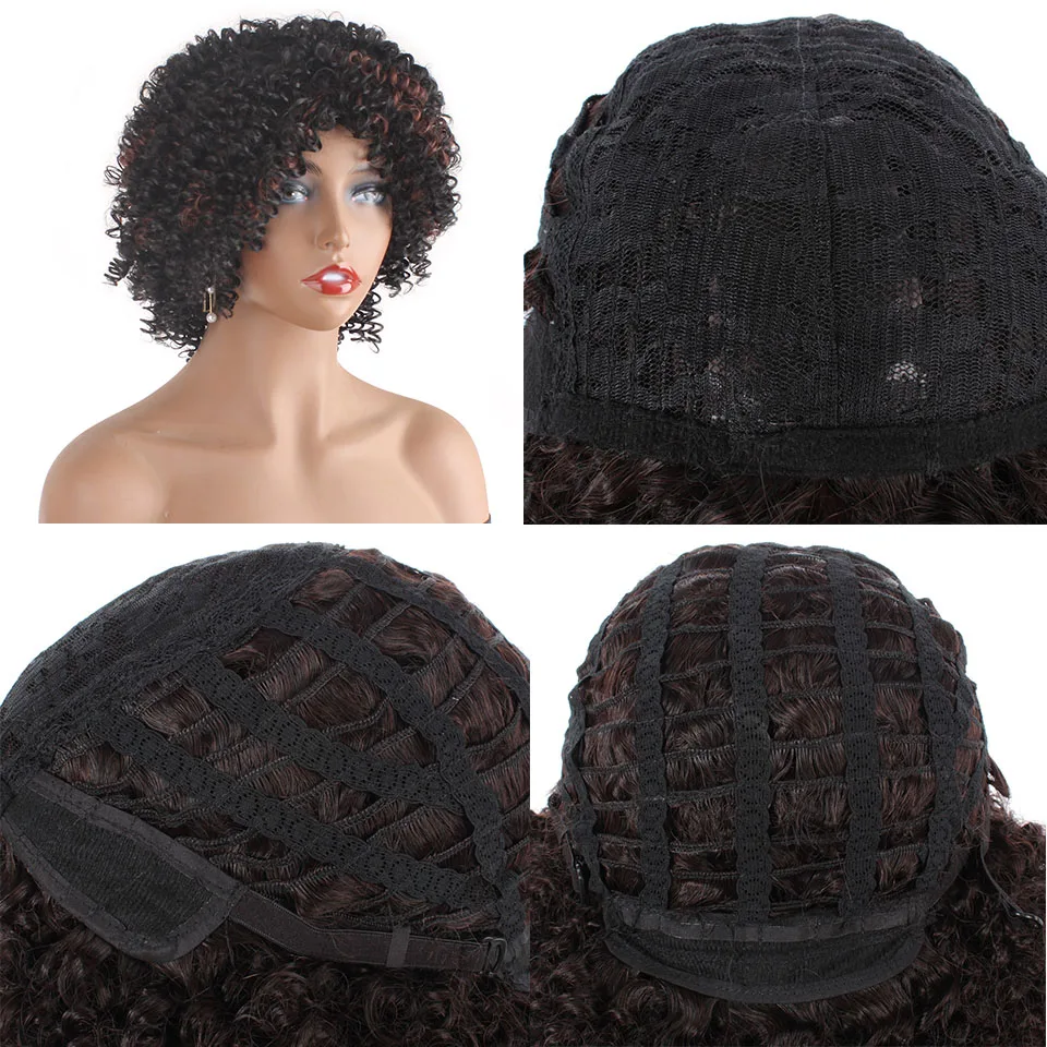 Парик Leeven 6 дюймов афро кудрявые синтетические Короткие искусственные волосы