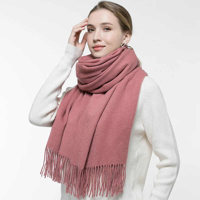 Wither Pure Wool Scarf Women Brand Thicken Warm Echarpe Wraps for Ladies Foulard Femme Solid Camel Merino Wool Scarves