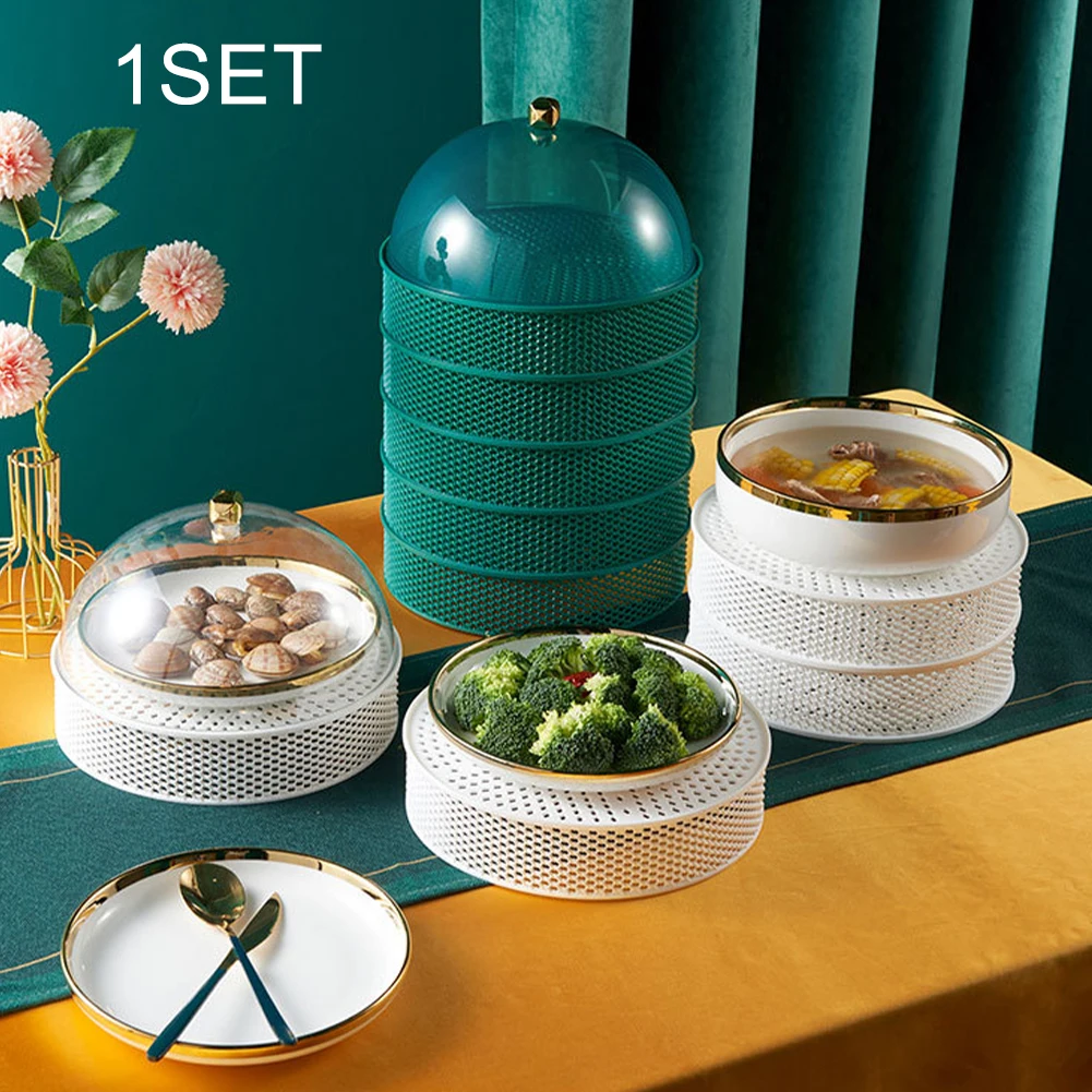 

Reusable Food Cover Multi Layer Vegetable Protective Hollowed Out Kitchen Anti Fly Mosquito Stackable Outdoor Picnic Storage
