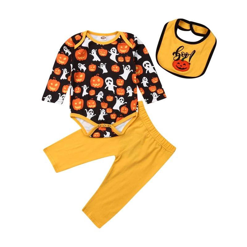 2019 Halloween Clothes Set Infant Newborn Baby Boys Girls Tops Romper Pants Bib 3PCS Outfits fall Winter | Детская одежда и обувь