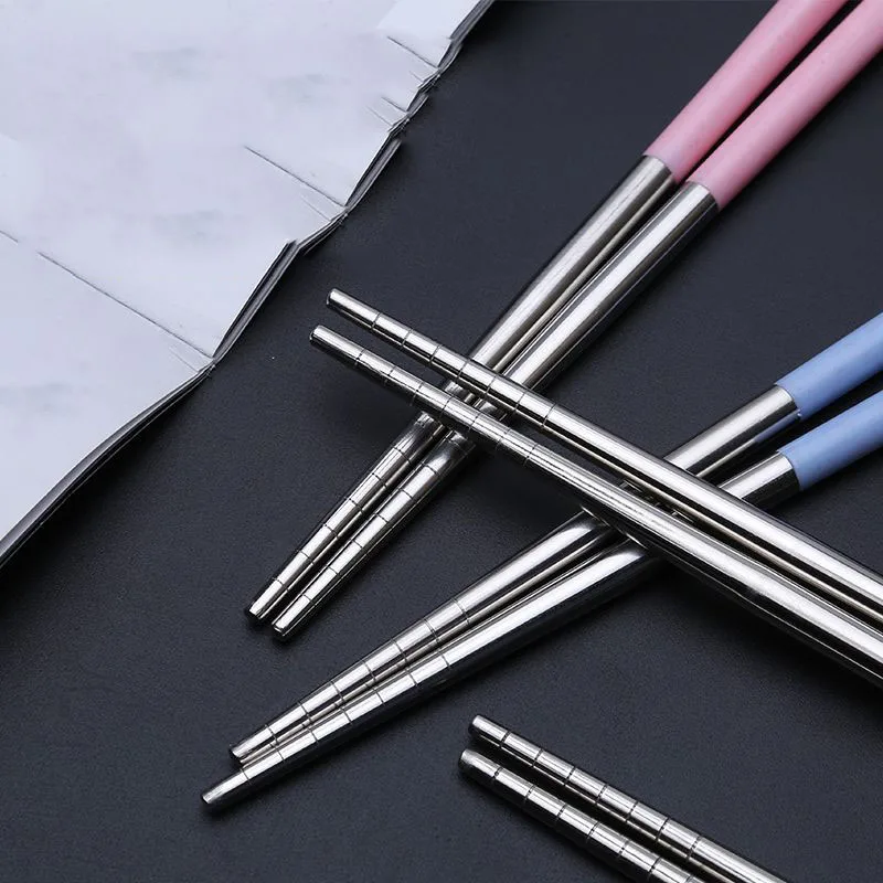 

Stainless Steel Chopsticks Portable Metal Travel Sushi Bar Food Non-slip Reusable Easy To Clean