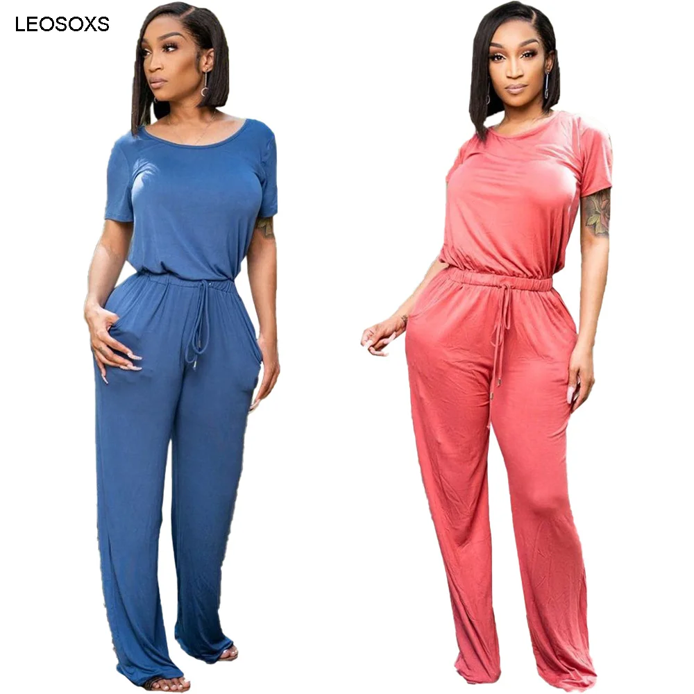 

Women's Summer 2021 Milk Silk Casual Loose Two Piece Short Sleeve Trousers Solid Color Short Sleeve Lace-up Trousers Sportswear