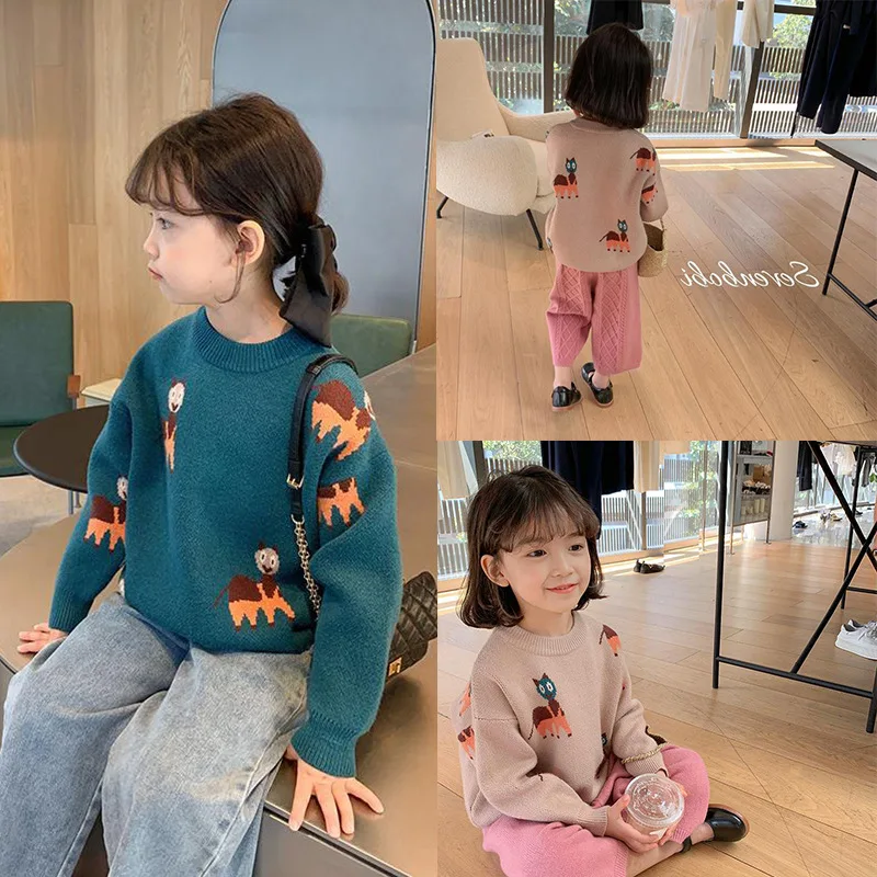 

Cartoon Knitting Winter Warm Clothes Boys Girls Sweater Kids Toddler Teens Tops Long Sleeve Children Cute Christmas High Quality