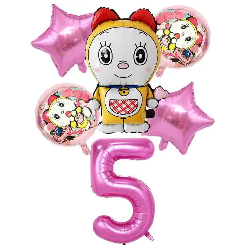 

6Pcs Cartoon Jingle Cat Foil Balloon Doraemon Globos 32inch Helium Balloon Happy Birthday Party Decoration Baby Shower Supplies