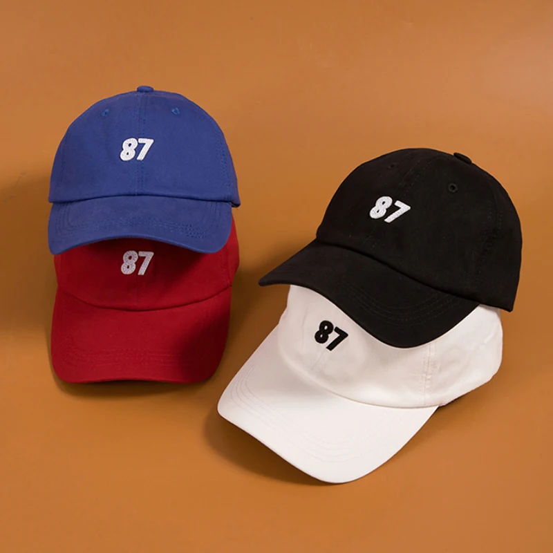 Unisex Baseball Cap 87 Embroidered Couple Cap Snapback Bone Black Dad Hats