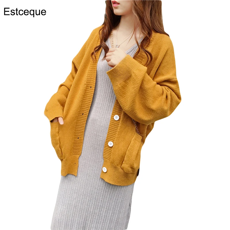 

2020 new women cardigan sweater women Korean fashion v-neck knitted cardigan sweater casual solid v-neck sweater
