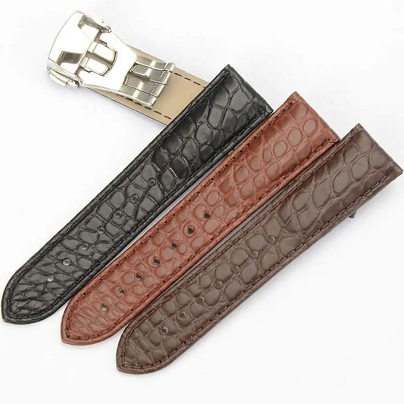 

New FUYIJIA Soft Genuine Alligator Watchbands 18MM 19MM 20MM Crocodile Skin Watch Band Steel Folding Buckle Strap Men Women Belt