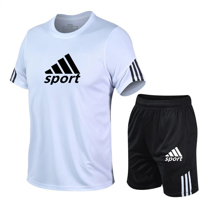 

Summer fashion casual brand men's track and field jogging sportswear men's sports shirt short-sleeved T-shirt 2-piece set