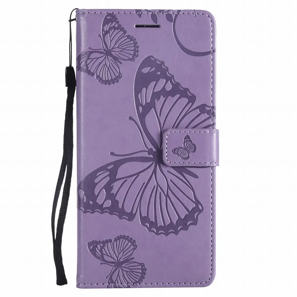 Purple Кожаные чехлы с бабочкой для Apple iPhone 11 Pro Max 5 5S SE 6 6S 7 8 Plus XR X XS Max откидные чехлы с подставкой DP06F - Цвет: Purple