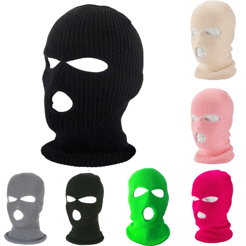 

Ski Mask Knitted Face Cover Winter Face Mask for Winter Outdoor Sports Winter Three 3 Hole Knit Hat