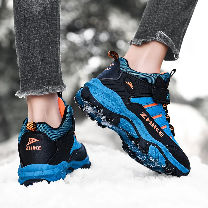 New Winter Children Hiking Shoes Kids Non-slip Snow Shoes Outdoor Boys Girls Warm Cotton Sneakers Kids Shoes Size 31-40