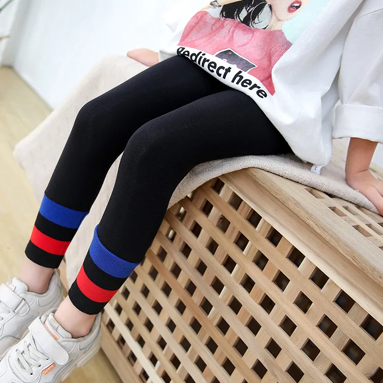 

Baby Girls Leggings for Kids Autumn Spring Stretch Children Leggings Rainbow Girl Skinny Pants Plush Lining Girls Slim Trousers