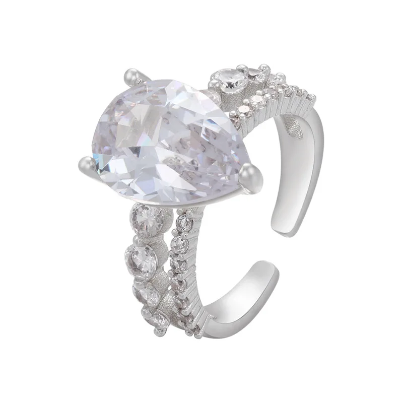 Модные регулируемые кольца RAKOL для женщин в форме капли циркониевые ювелирные