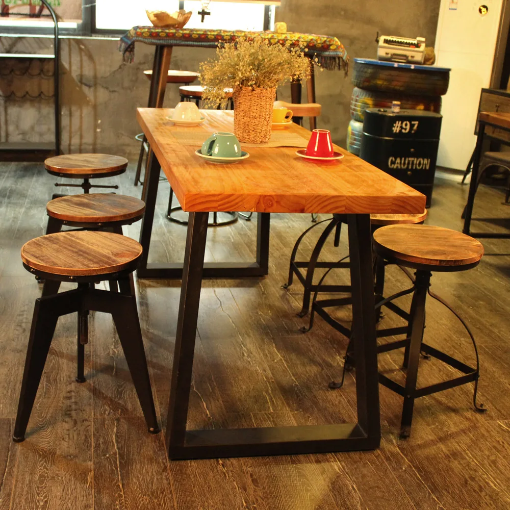 

IKayaa из натуральной древесины сосны Top Поворотный кухонный обеденный стул с регулируемой высотой промышленный стильный барный стул