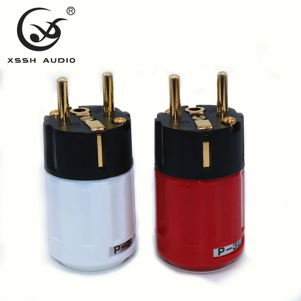 Аудио XSSH P 320 OEM hifi позолоченный латунный красный чистая медь Schuko EU US IEC AC разъем