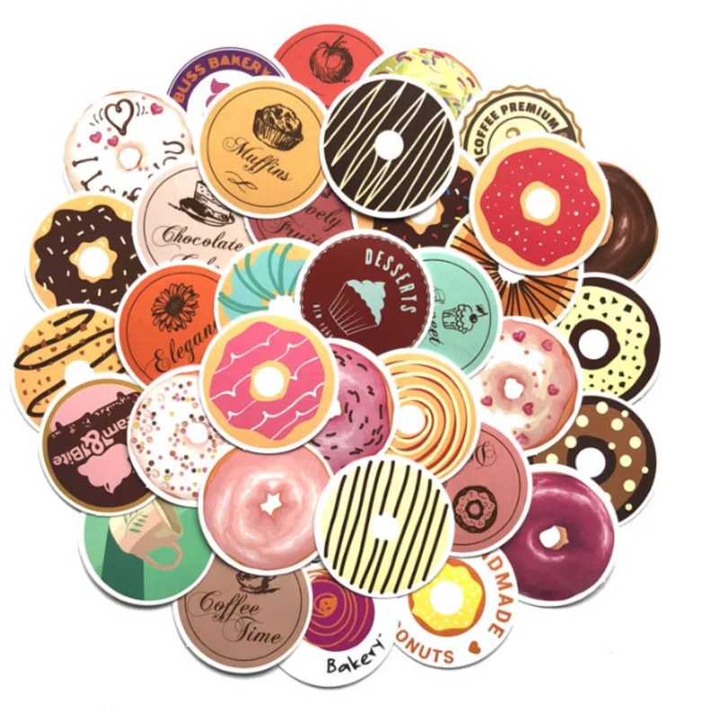 

35 Pieces/bag Baking Doughnut Sticker Cake Decoration Paster Notebook Waterproof Sticker
