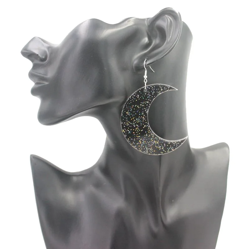 Огромные акриловые серьги-капельки в виде звезд и Луны европейском американском