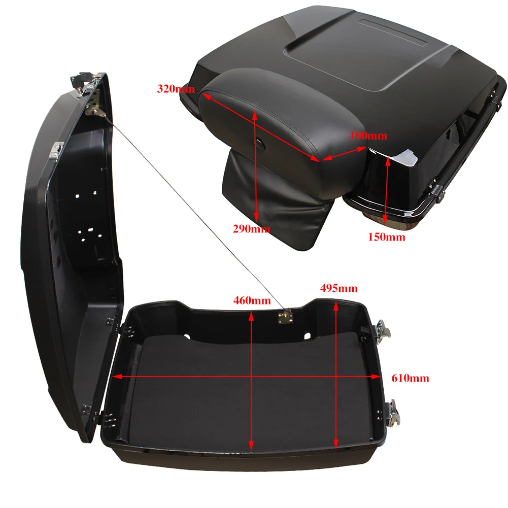 

Motorcycle Trunk Backrest Pad w/Latches Key Tour Pak Luggage For Harley Tour Pak Street Electra Glide 1997-2013 08 09