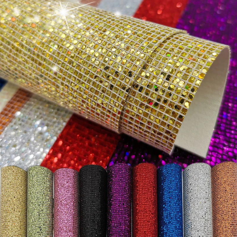 

20cm*15cm Sequin Chunky Glitter Synthetic Faux Leather Sheets Fabric Bow Bag DIY Material Handmade Hair Bow Fabric Sewing Craft