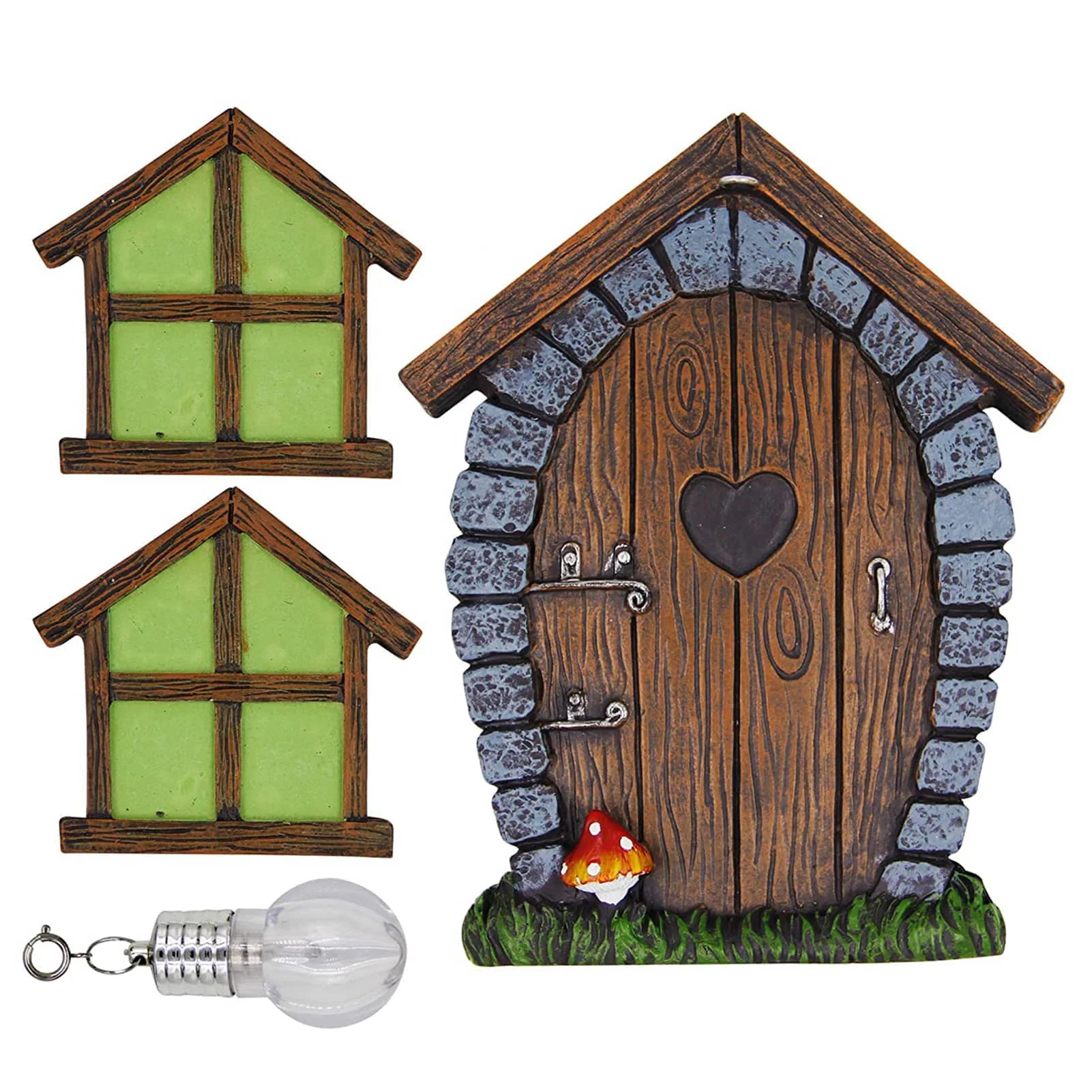 

Miniature Fairy Gnome Luminous Window Door Elf Home For Yard Art Garden Sculpture Statues Decor Outdoor Fairy Garden Yard Decor