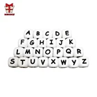 BOBO.BOX 10 шт. 12 мм Силиконовые Бусины с буквенным принтом, английские бусины Alphabe, пищевые силиконовые жевательные бусины, сделай сам, детские игрушки для прорезывания зубов, подвеска