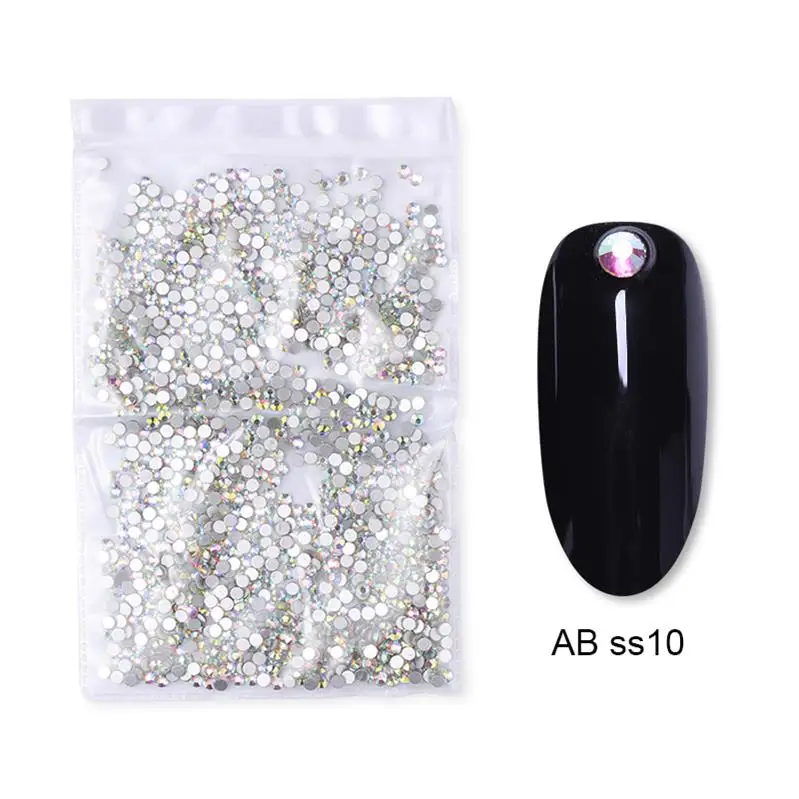 3D Nail Art Стразы красочный ноготь маникюрный-разные размеры шпильки Маникюр круглый плоский низ блестящие камни для ногтей прозрачное украшение для ногтей