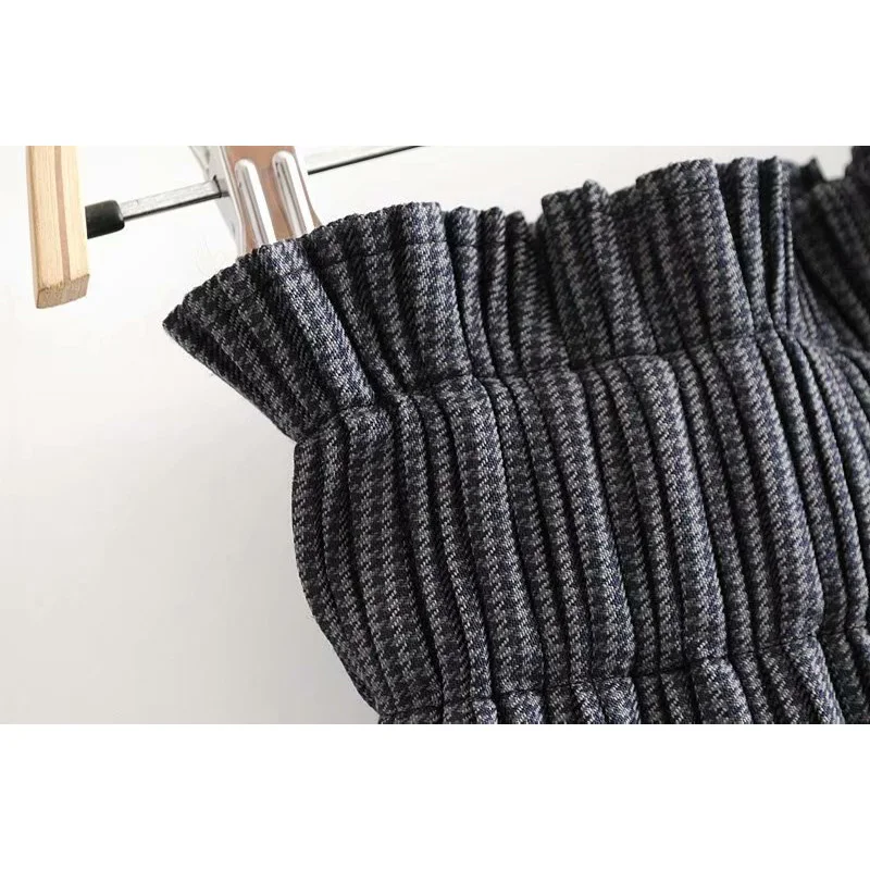 Fashion Za Fashion Elastic Waist A Line Streetwear Ladies Skirts Vintage Chic Plaid Pleated Casual Faldas Skirt