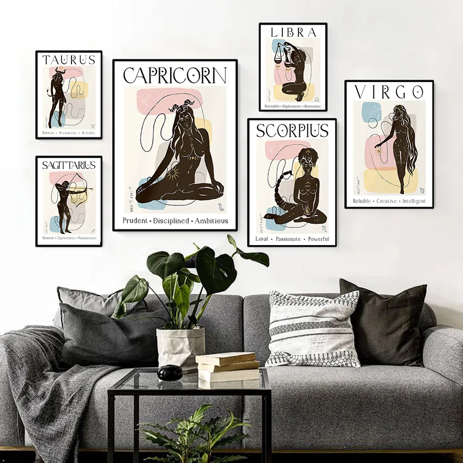 Персонализированные знаки зодиака Созвездия Астрология Искусство Холст