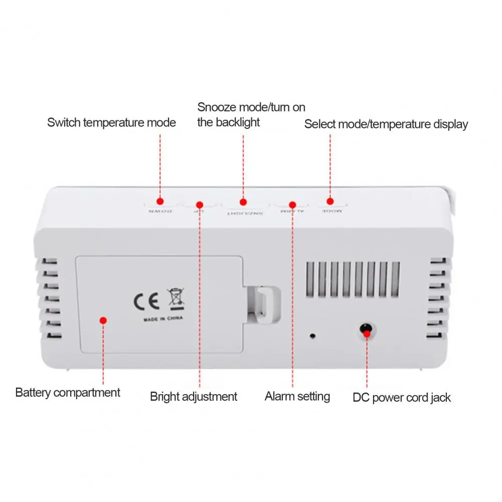 

Rectangle Square Multi-function LED Display Alarm Clock for Home