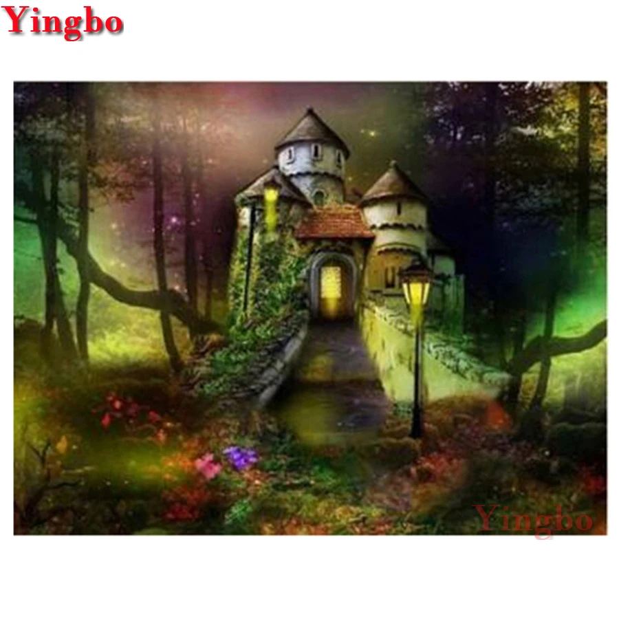 Алмазная картина лес замок Фэнтези 5D DIY вышивка мозаика Вышивка крестом Стразы
