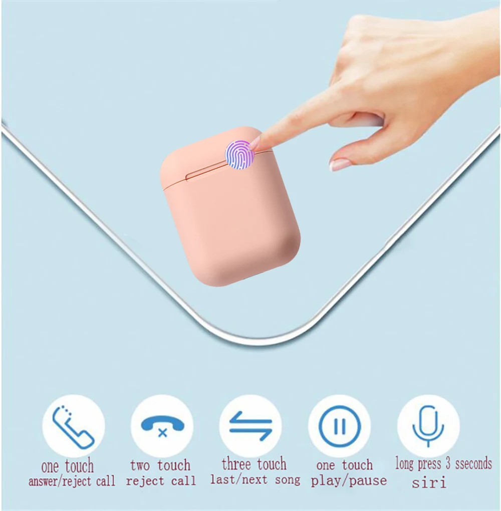 Новые беспроводные наушники Macaron i12 TWS Bluetooth 5,0 в гарнитуре сенсорный всплывающий стерео наушники для телефона HD микрофон