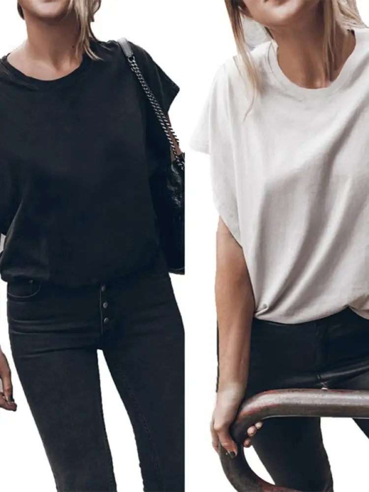 

Summer Women Short Sleeve O-neck Shirts Loose Casual Tee T-Shirt Tops