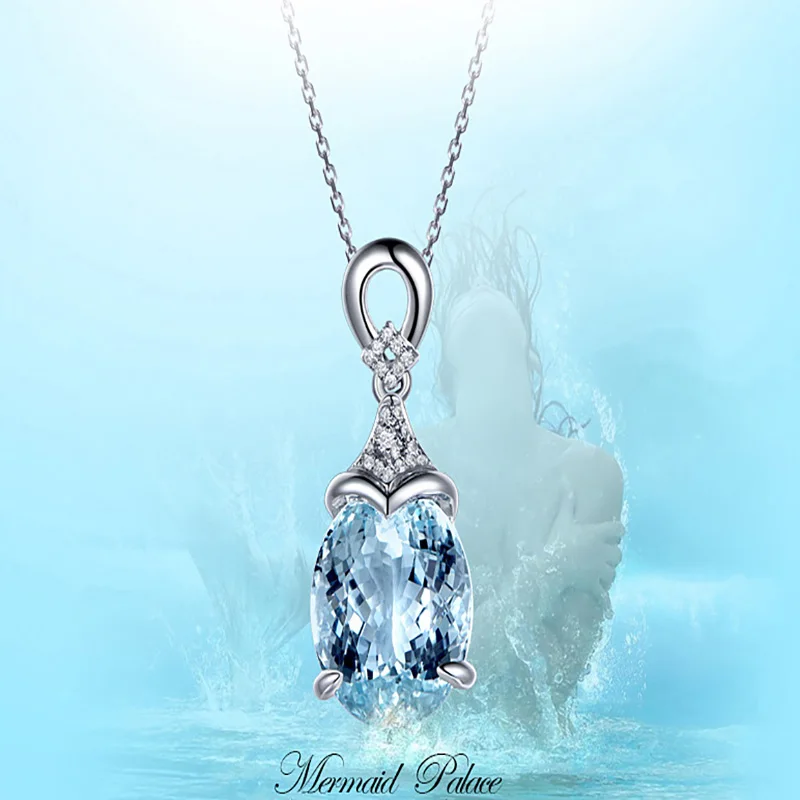 Ожерелье Bague Ringen для женщин, серебро 925, ювелирное изделие, цепочка для ключицы, аквамарин, подвеска, Русалка, океан, на День святого Валентина, модный подарок