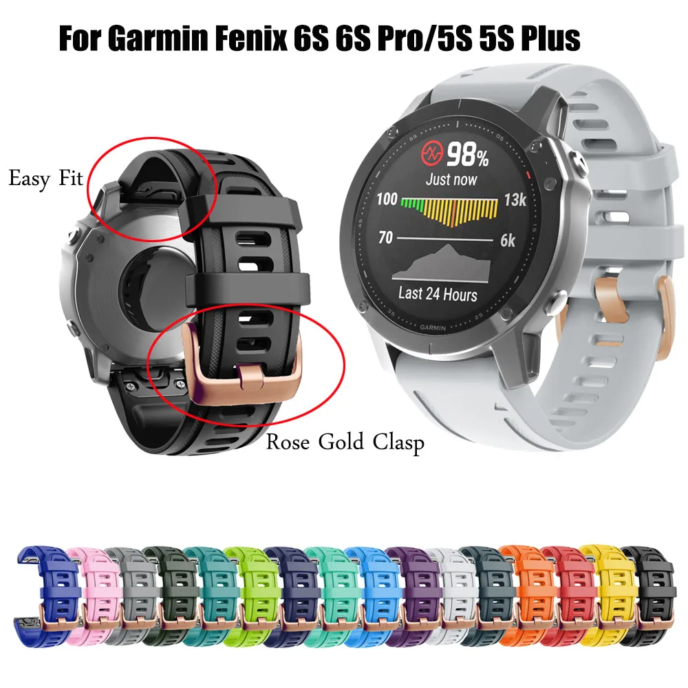 

20mm Silicone Sport Watchband Strap for Garmin Fenix 5S 6S Pro 5S Plus 6S Watch Release Quick Easyfit Wrist Band Bracelet Correa