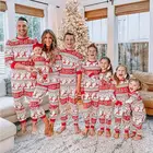 2021 год, Рождество, семейные сочетающиеся пижамы, наряды, Женский Топ и штаны для взрослых и детей, одежда для сна с рисунком оленя, комплект одежды