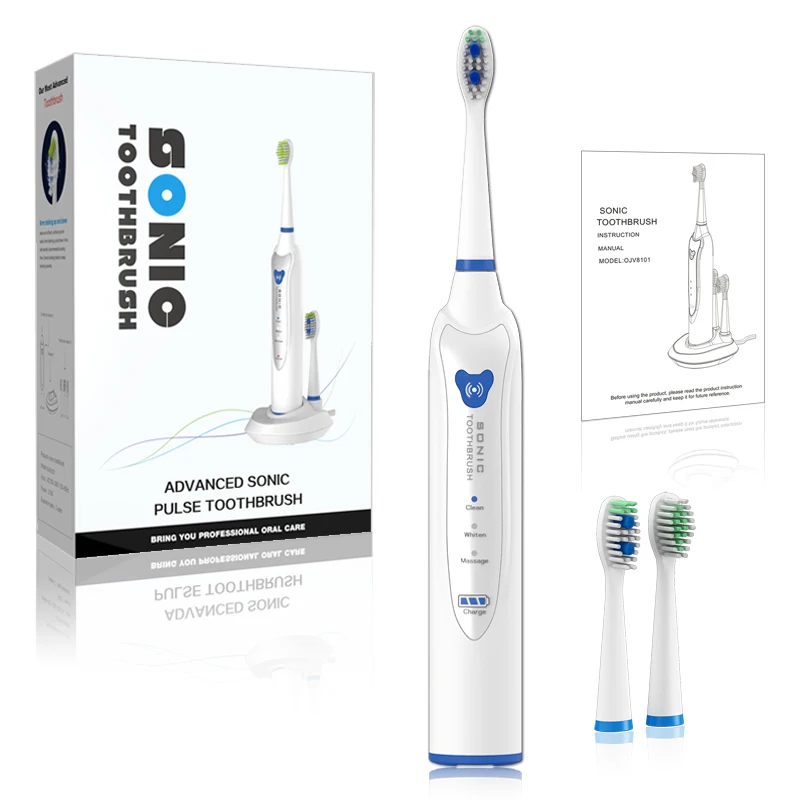 Enlarge Electric Toothbrush Fast Charge IPX7Waterproof Adult Timer Send Extra Replaceable Brush Head Sonic Toothbrush Cleaner Gift 8101